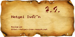 Hetyei Iván névjegykártya