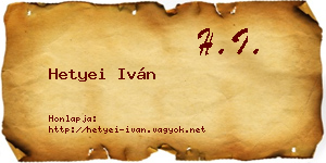 Hetyei Iván névjegykártya